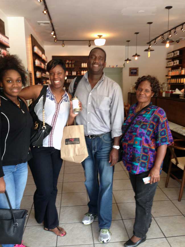 Derek Moore and Family shopping at Seregenti Teas and Spices