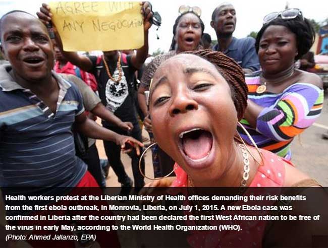 Liberian Health Care Workers Protesting